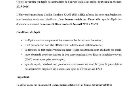 Ouverture du dépôt des demandes de bourses sociales et aides (nouveaux bacheliers 2025-2026)