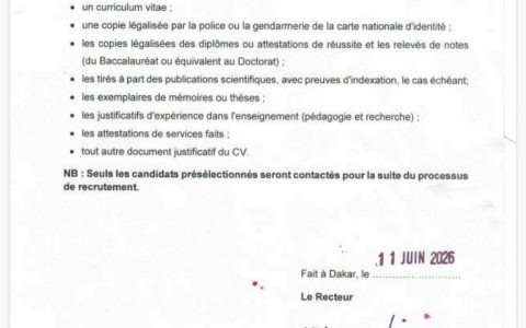 UCAD / IFAN : Appel à candidatures