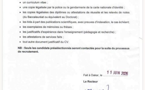 UCAD / IFAN : Appel à candidatures