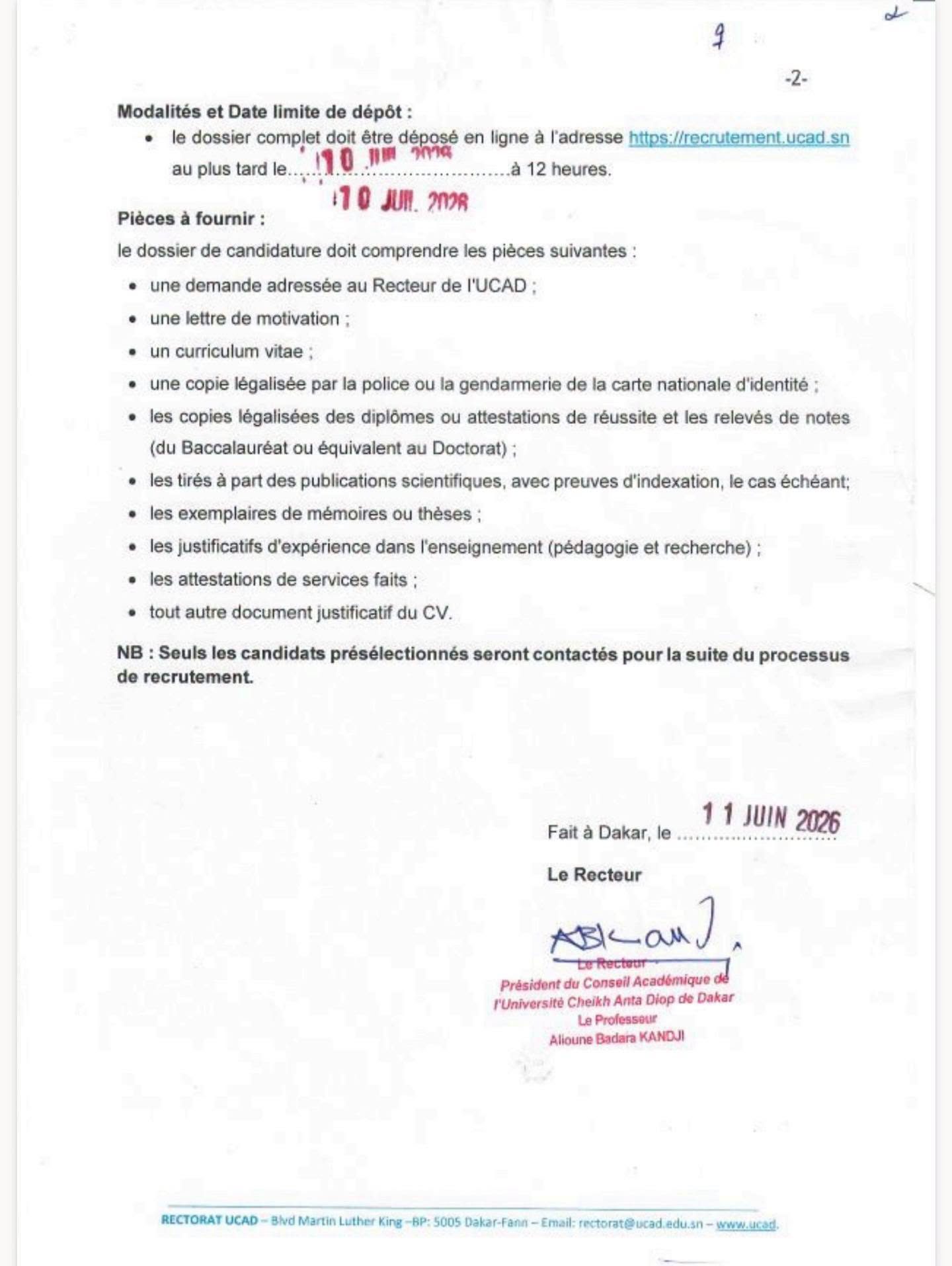 UCAD / IFAN : Appel à candidatures